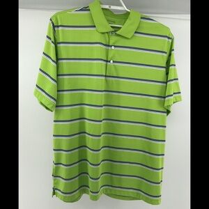 George Mens Casual XL Short Sleeve Green, White, Blue, Striped  Polo/Golf Shirt